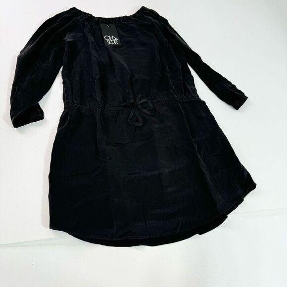 Chaser Dress Women Medium Black Off-The-Shoulder Tie-Waist Mini NWT Cottage Core - Picture 1 of 9